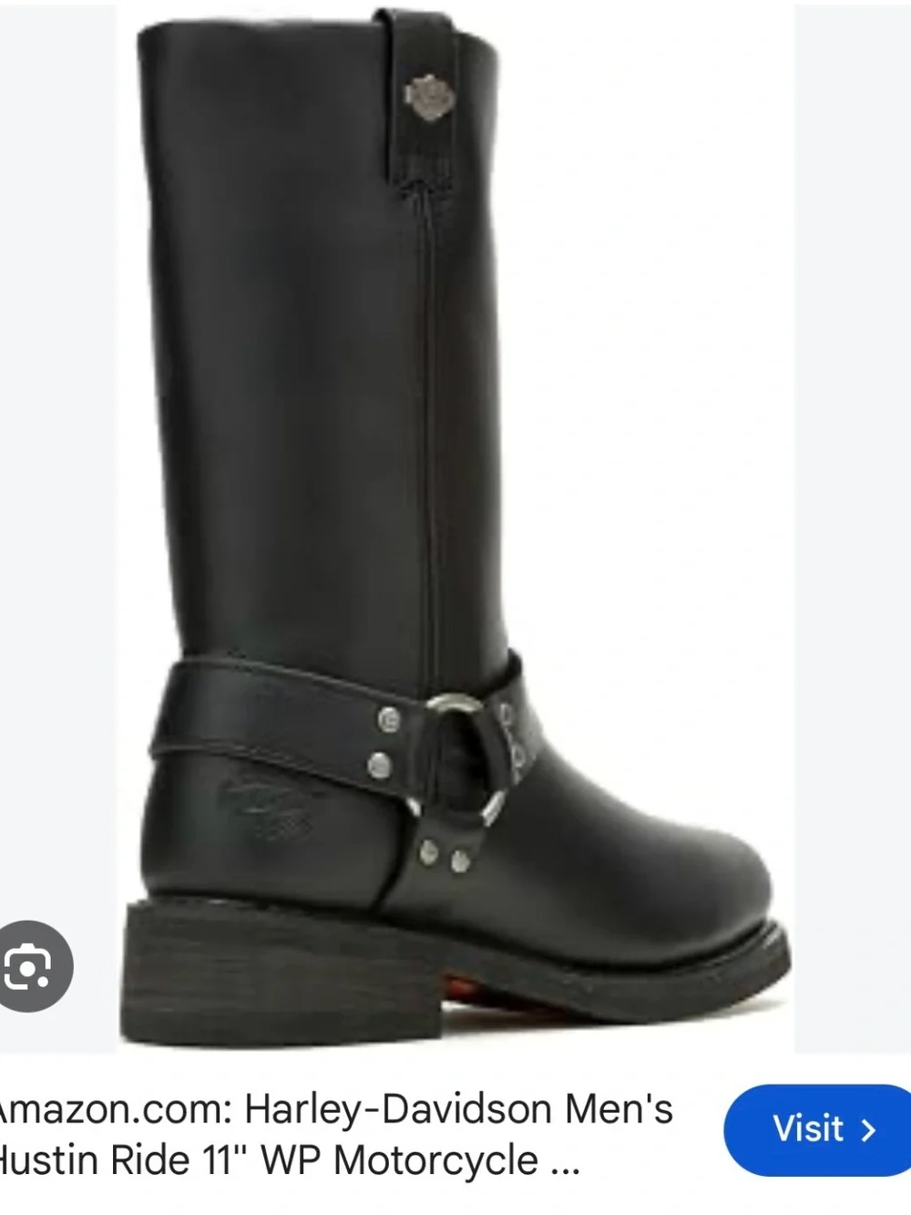 Harley-Davidson Black Leather Hustin Ride 11in Harness Mid-Calf Moto Boots